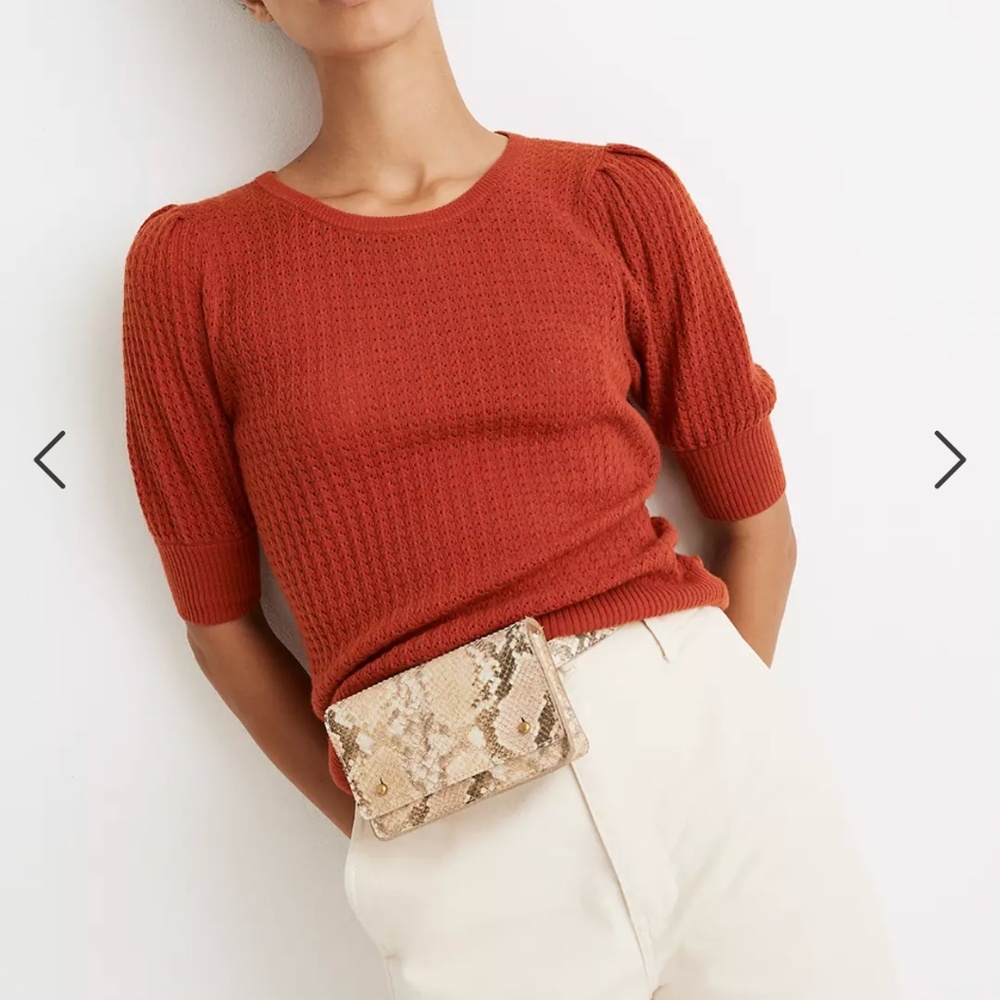 Madewell Pointelle Puff Sleeve Sweater Tee